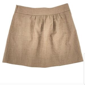 J. Crew Wool Pleat Front Mini Skirt Womens Size 8 Brown
